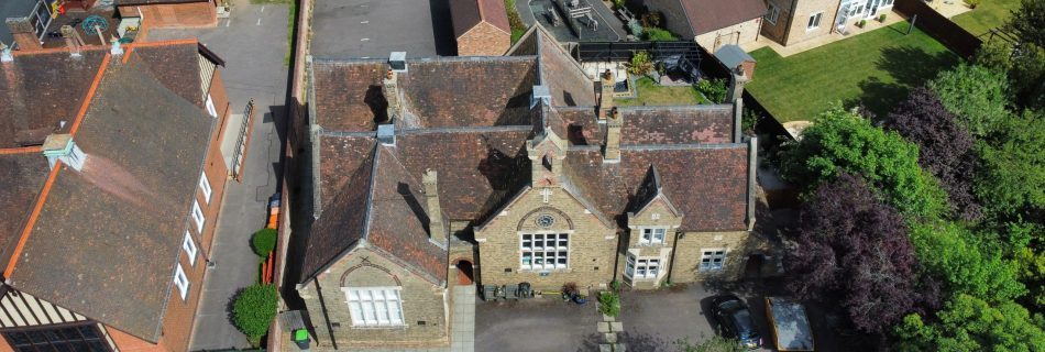 Aerial photo of the old Elstow School in Bedfordshire