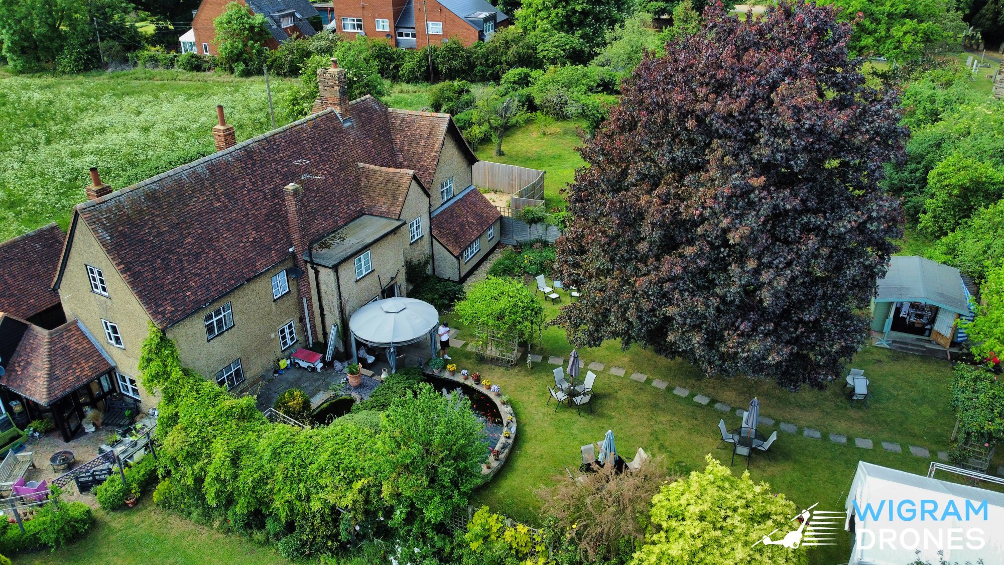 Aerial Photo of the Elstow Tea Garden, a tea garden in Bedford