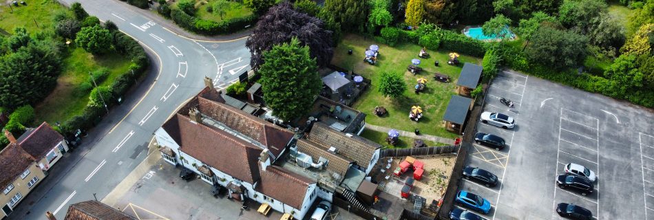 Aerial Photo of The Red Lion, a restaurant in Bedford
