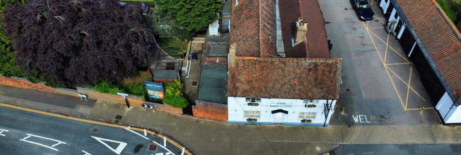 Aerial Photo of The Red Lion, a restaurant in Bedford